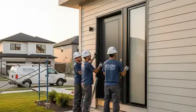 Professional door installation with vinyl siding finish in Greensboro, NC by Next Level Exteriors