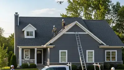 Professional roof inspection expert checking residential roof in Greensboro, NC
