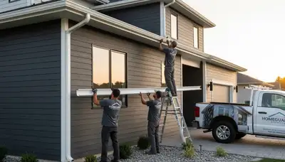Seamless gutter installation on vinyl siding home in Greensboro NC by Next Level Exteriors