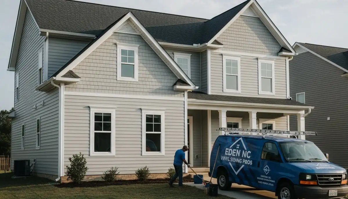 Vinyl siding installation on home exterior in Greensboro NC by local siding experts