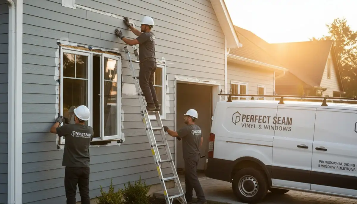 Professional window installation with vinyl siding in Greensboro, NC home exterior